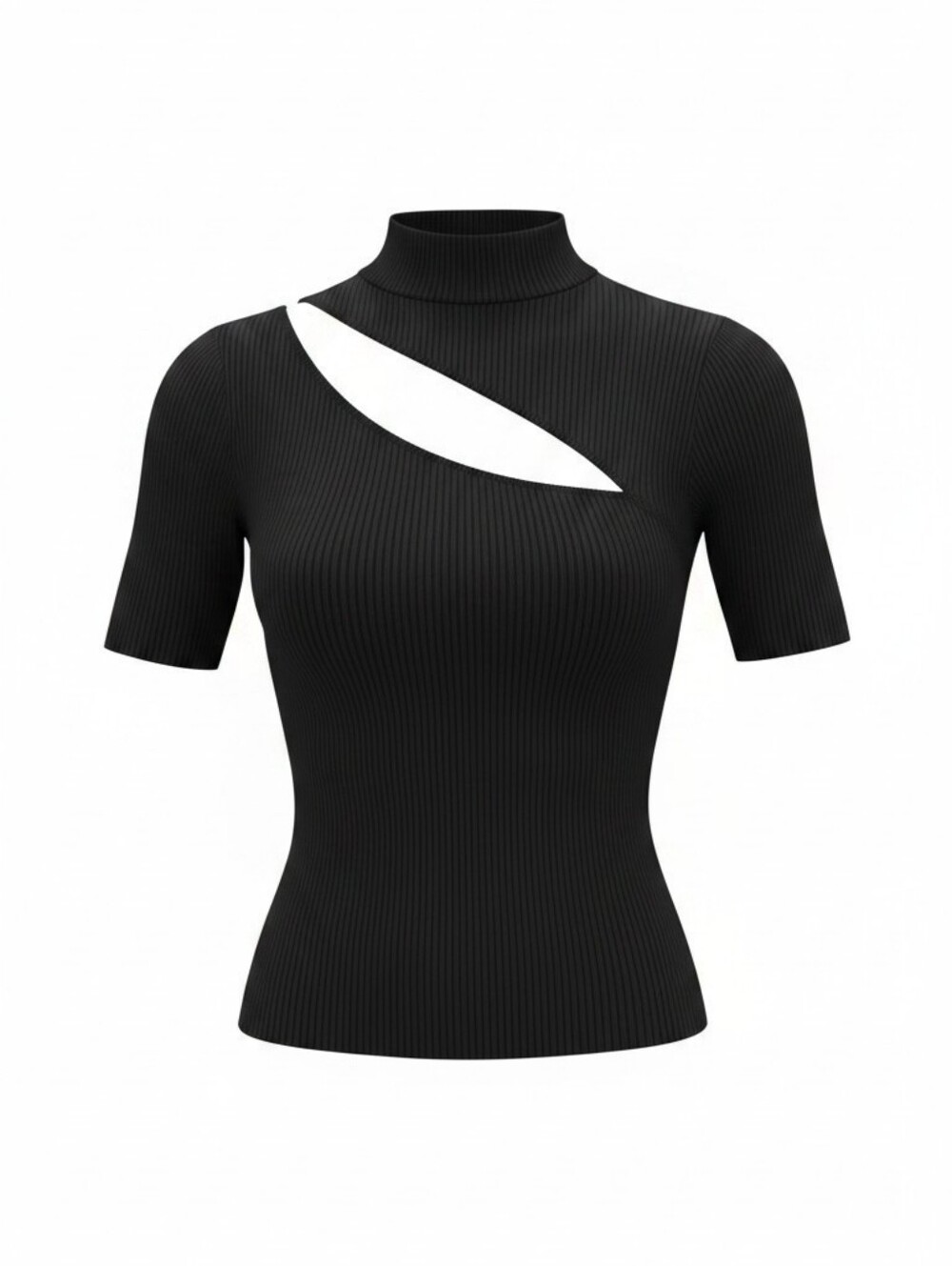 Le Lis Ribbed Cutout Mock Neck Crop Top - Small